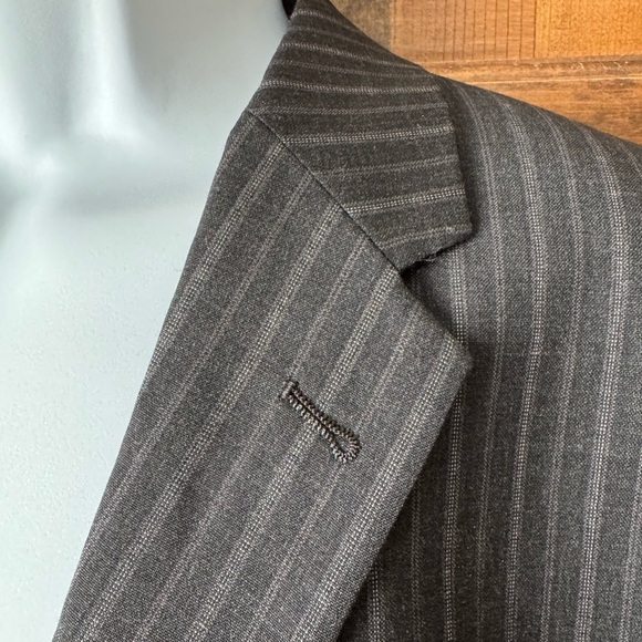 Perry Ellis Charcoal Gray w/Pinstripe 2 Button Close Suit Jacket 46 Reg - Picture 9 of 16